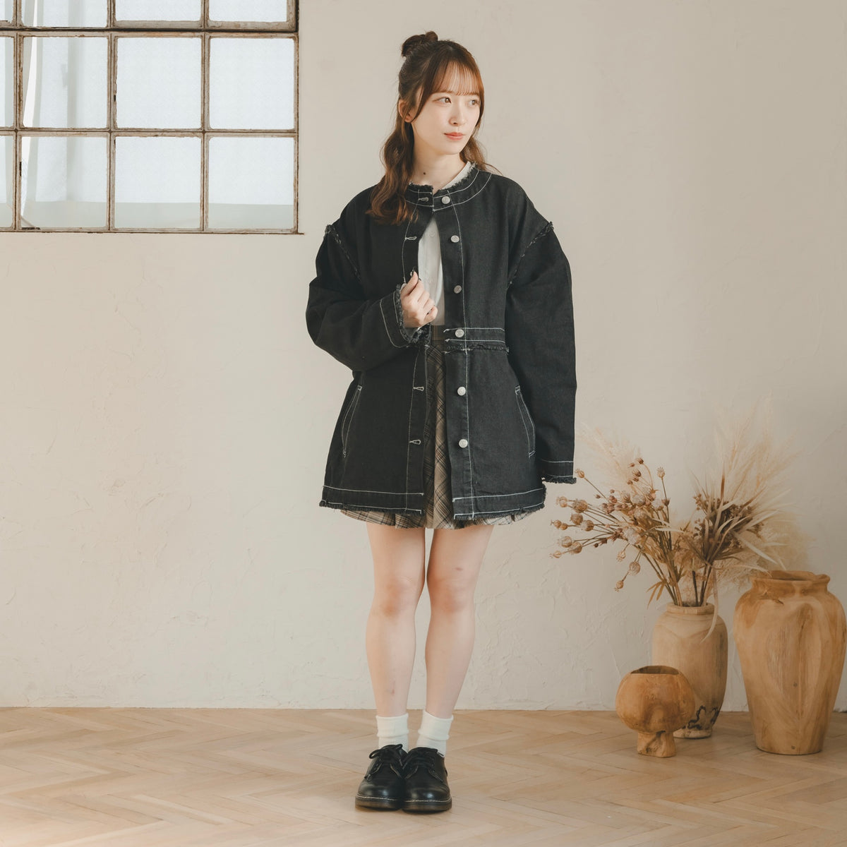 美品✨ 45R 現行　デニム ショートジャケット サイズ２　ダブル 2way 美品✨ 45R 現行 デニム ショートジャケット サイズ2 ダブル 2way 美