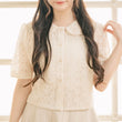 Load image into Gallery viewer, 丸襟パールハーフブラウス