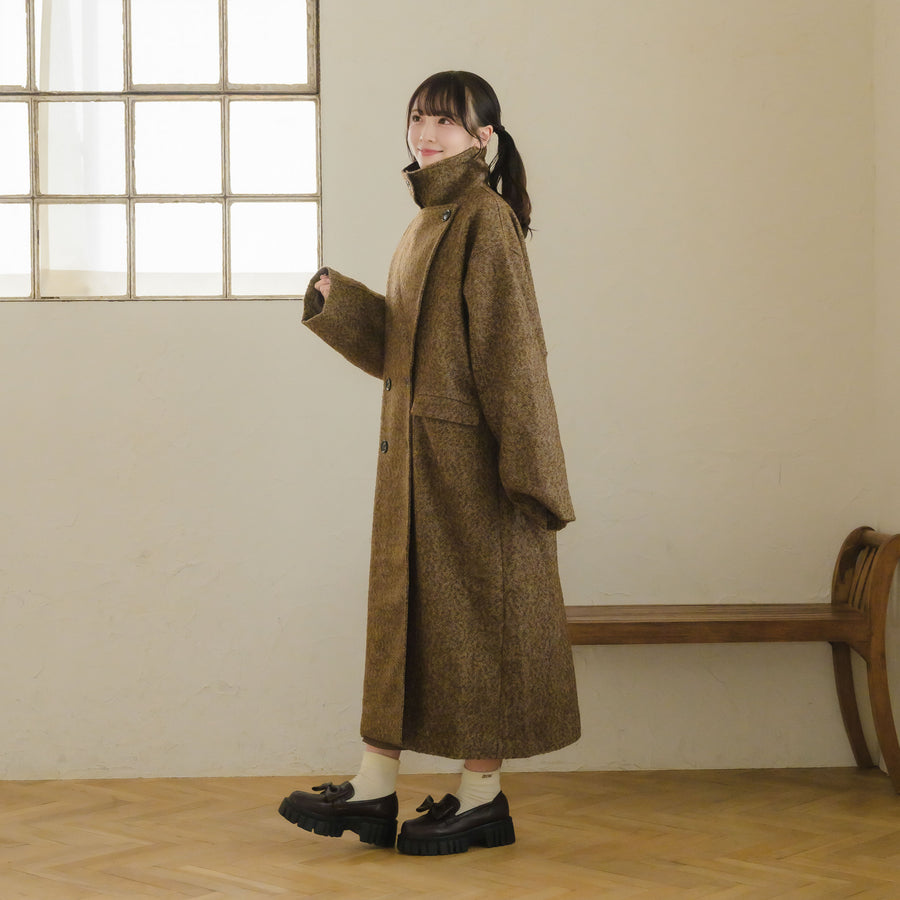 バイカラーヘリンボーンロングコート