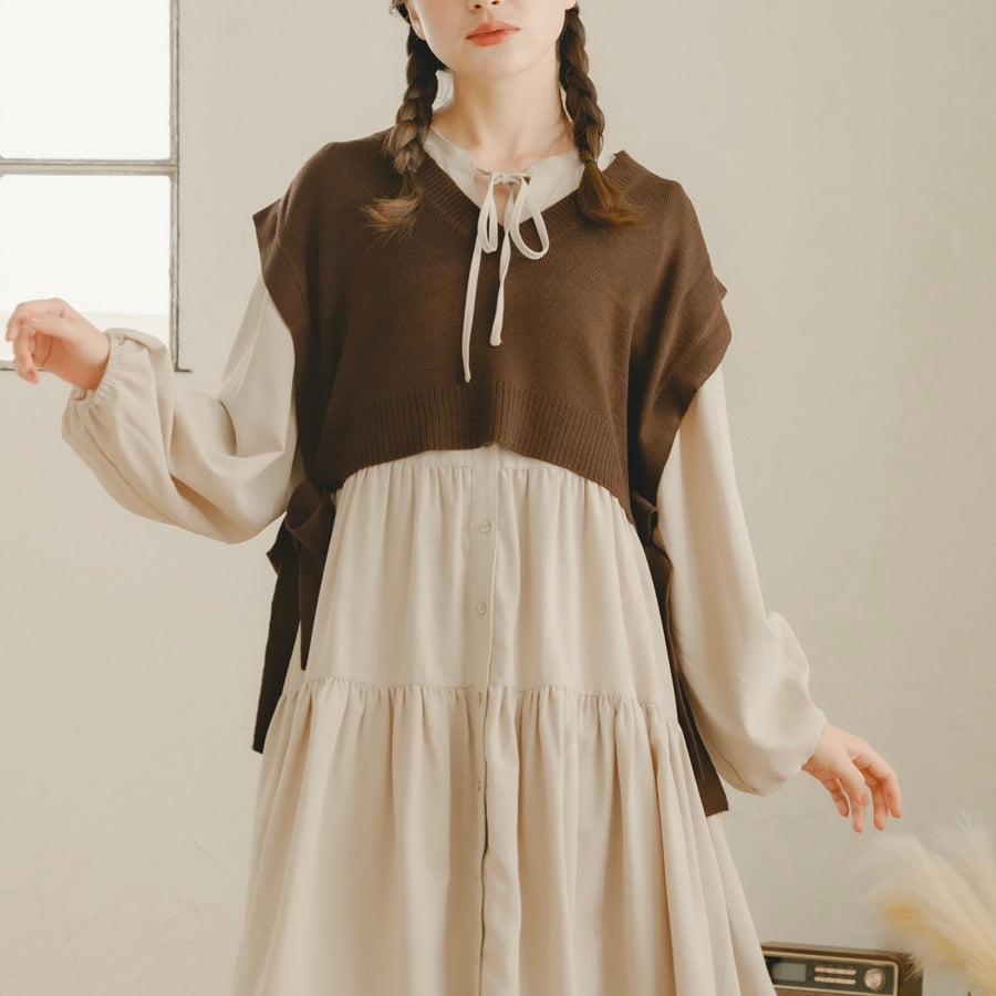 サイドリボンニットベスト