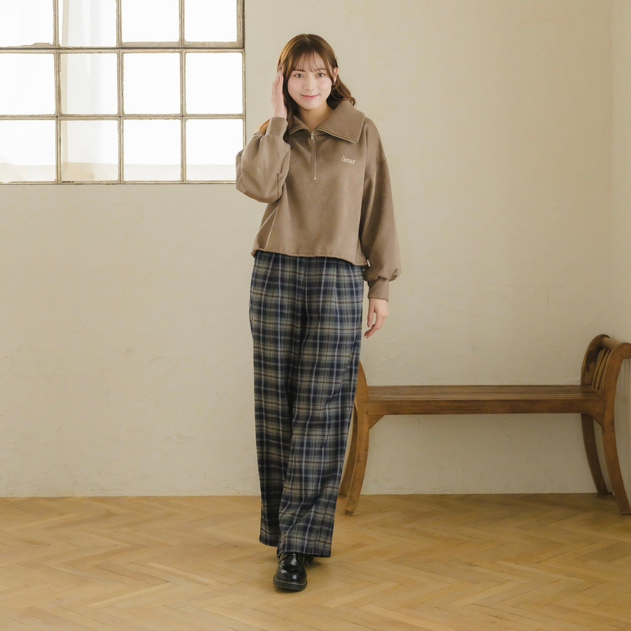 チェックストレートパンツ