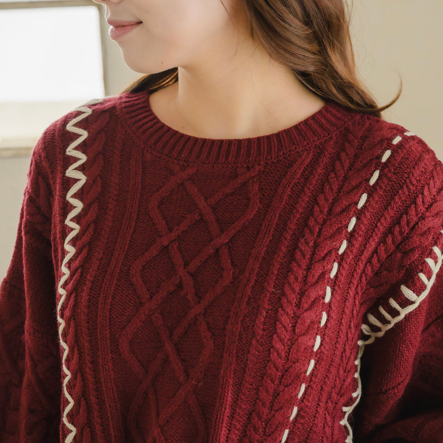 ステッチケーブルニット