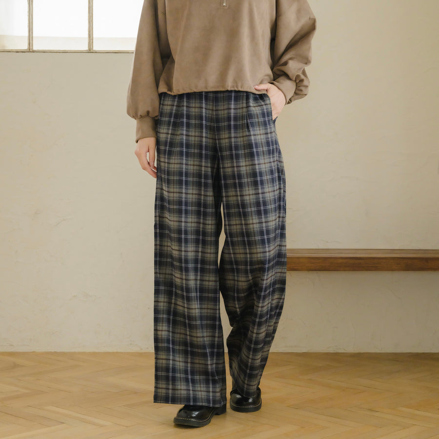 チェックストレートパンツ