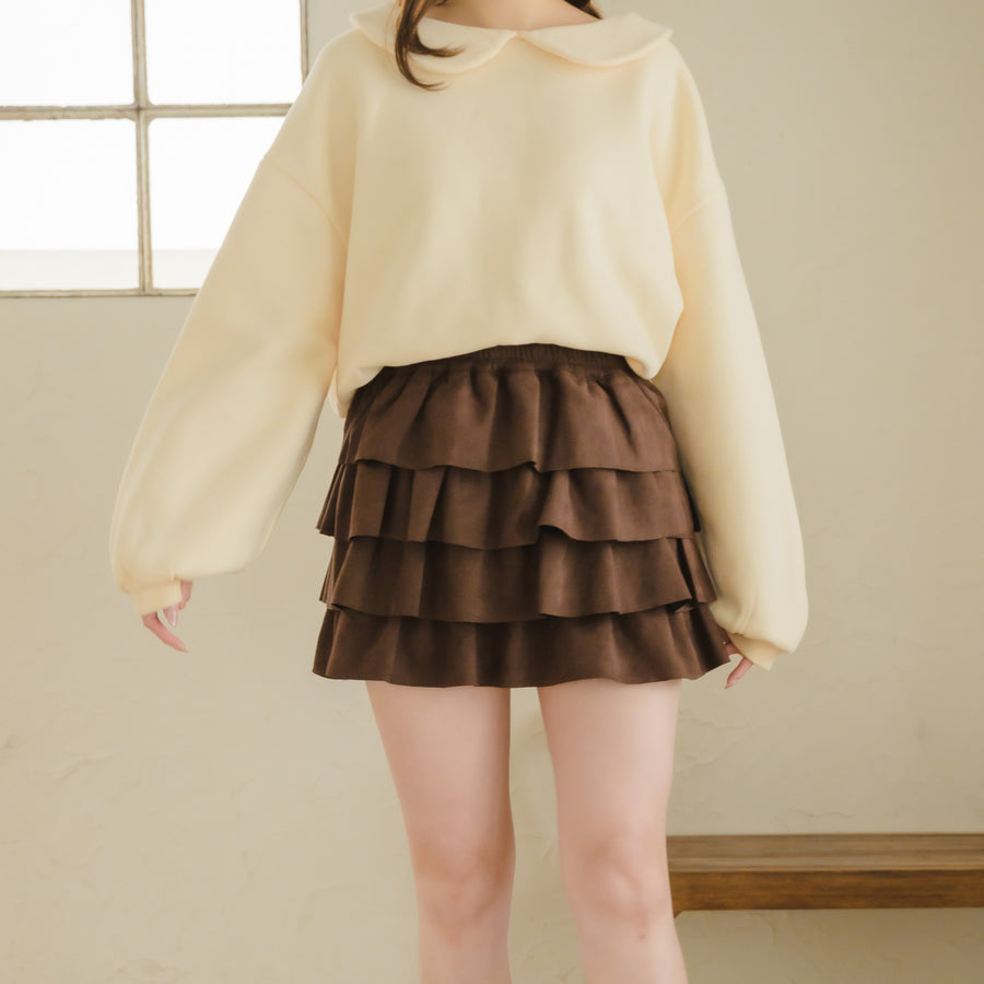 スエードティアードミニスカート