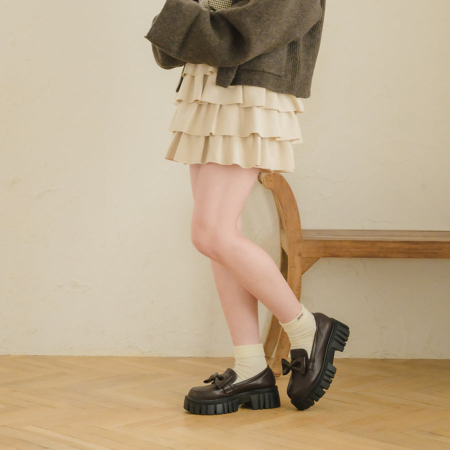 スエードティアードミニスカート