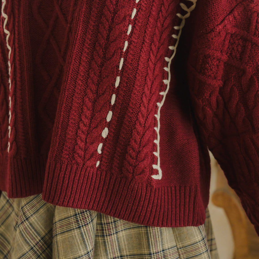 ステッチケーブルニット