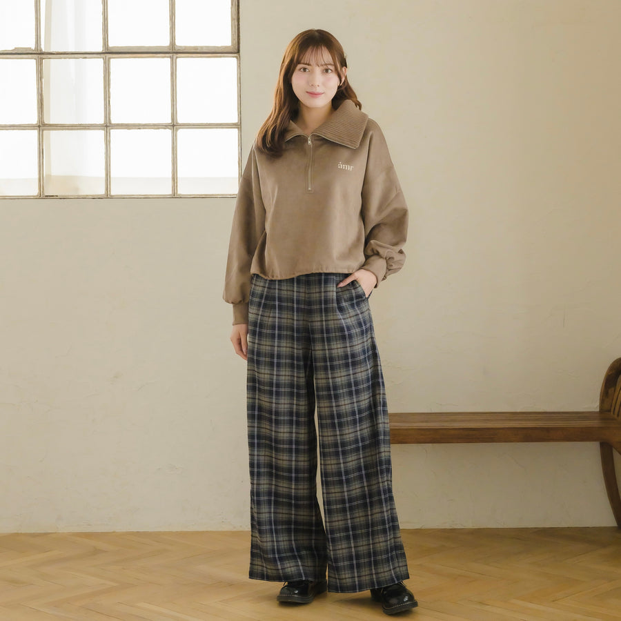 チェックストレートパンツ