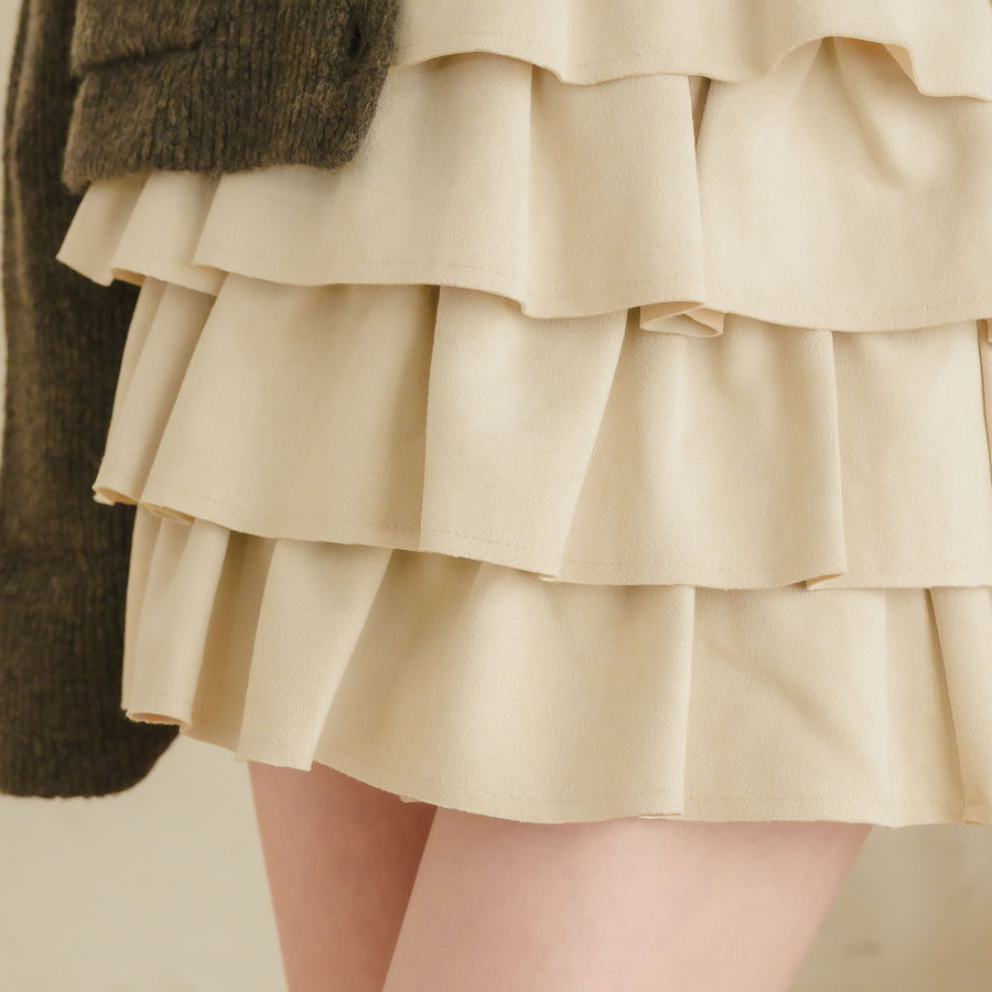 スエードティアードミニスカート