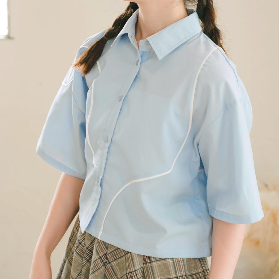 パイピングニュアンスシャツ