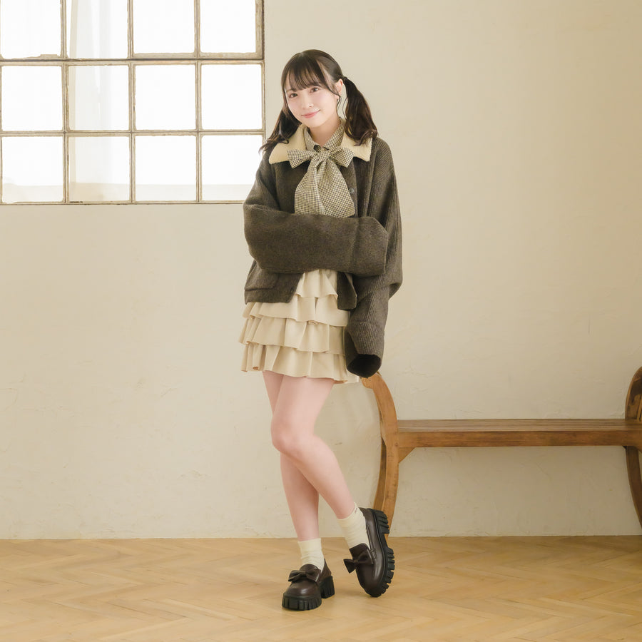 スエードティアードミニスカート