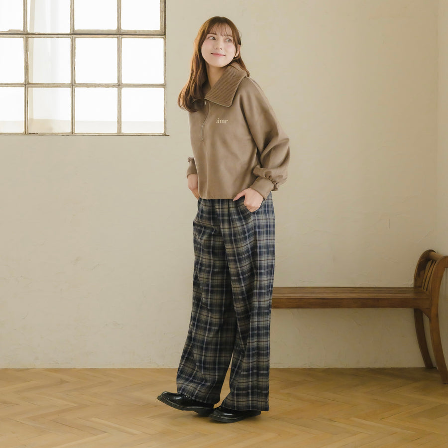 チェックストレートパンツ