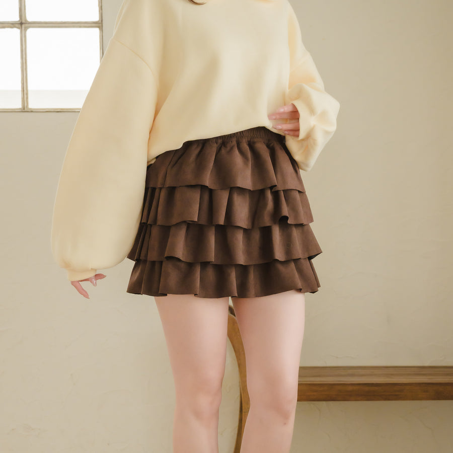 スエードティアードミニスカート