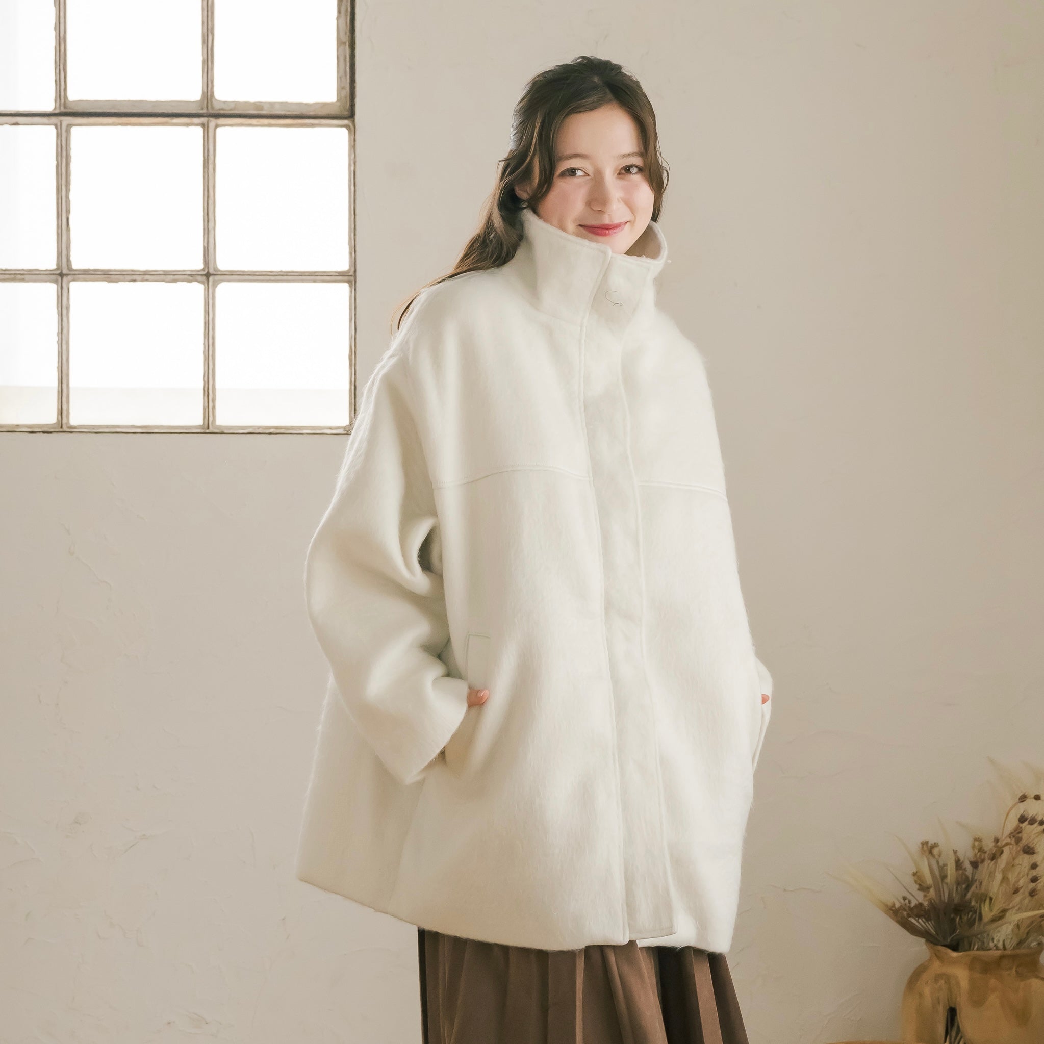 【完売アイテム】【美品】LVEU. シャギーミディコート アウター ミント LVEU.シャギーミディコートアウター ステンカラーミント