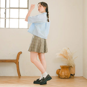 パイピングニュアンスシャツ