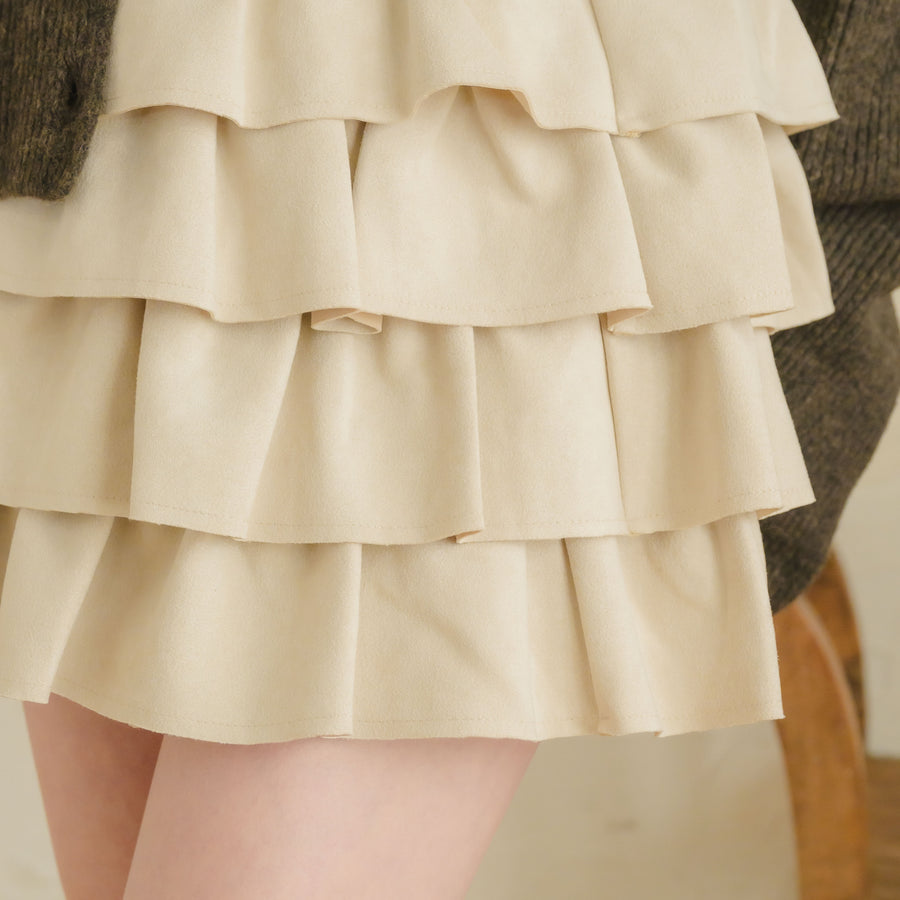 スエードティアードミニスカート