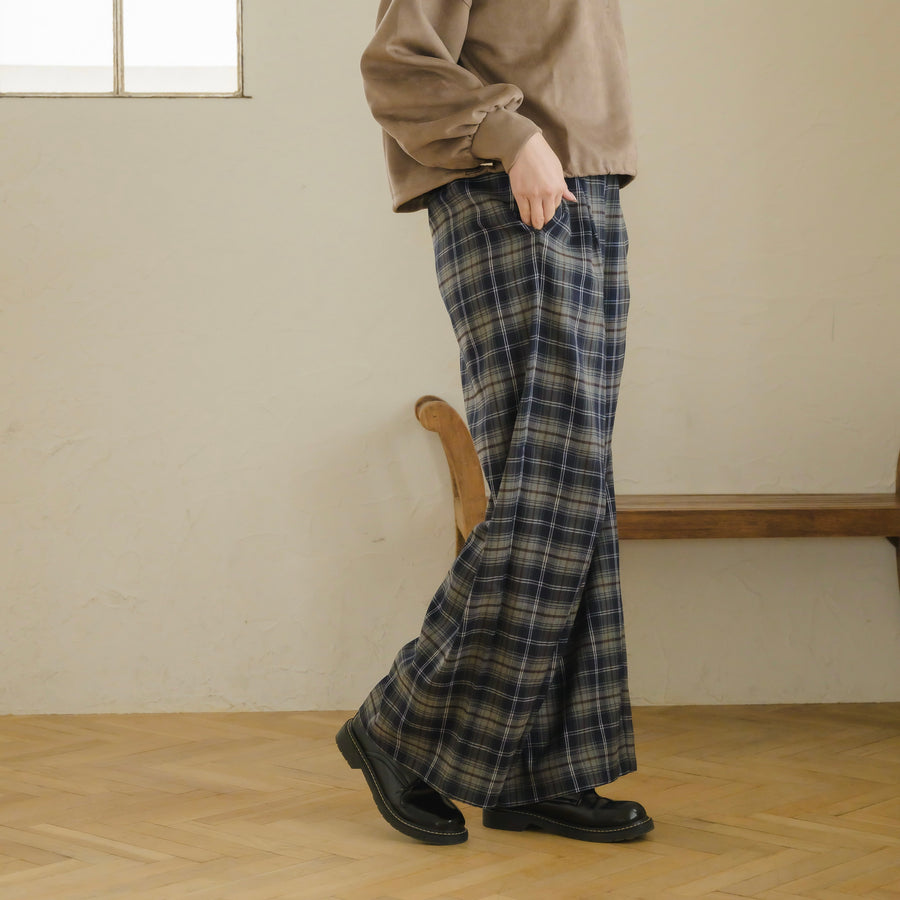 チェックストレートパンツ