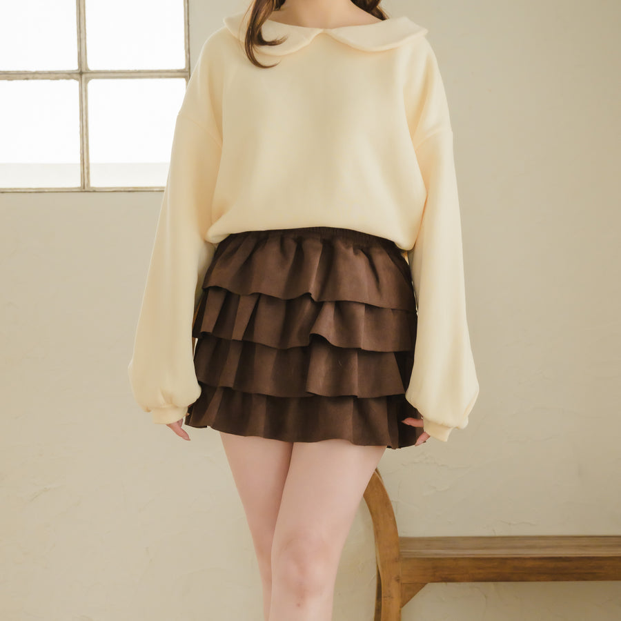 スエードティアードミニスカート