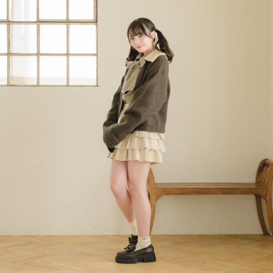 スエードティアードミニスカート