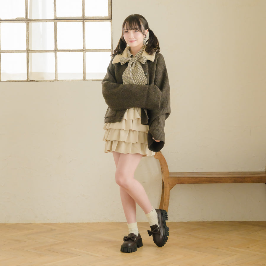 スエードティアードミニスカート