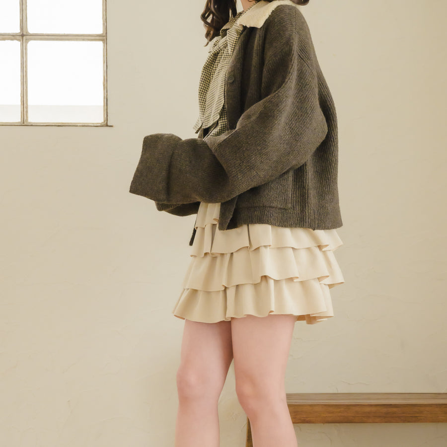 スエードティアードミニスカート