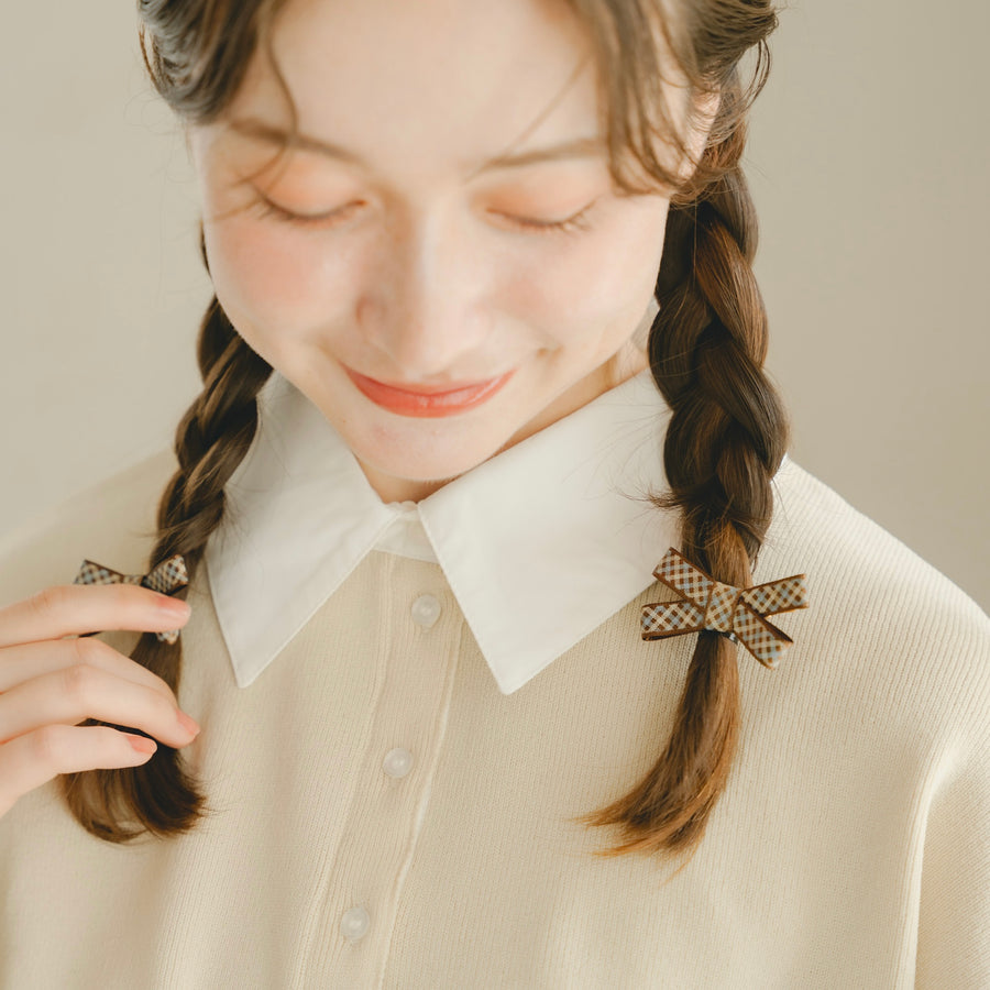 チェックリボンヘアピン2セット