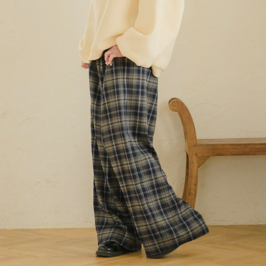 チェックストレートパンツ