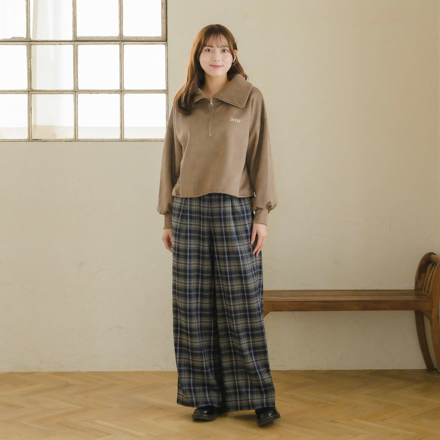 チェックストレートパンツ