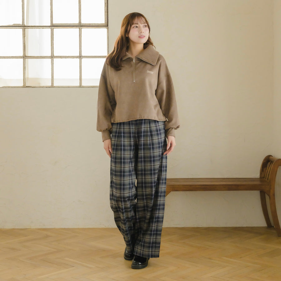 チェックストレートパンツ