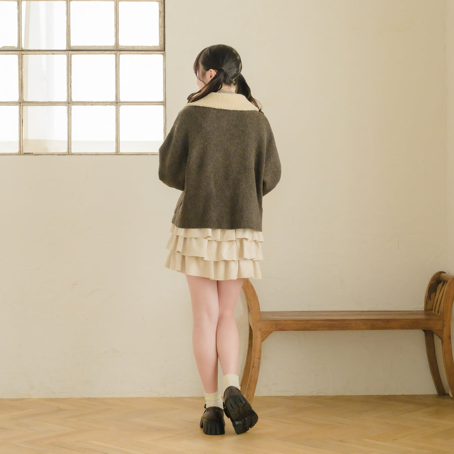 スエードティアードミニスカート