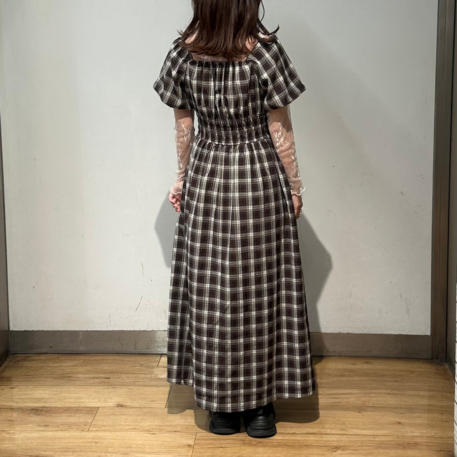 バックリボンバルーンスリーブワンピース