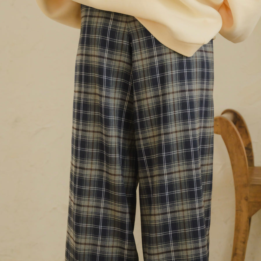 チェックストレートパンツ