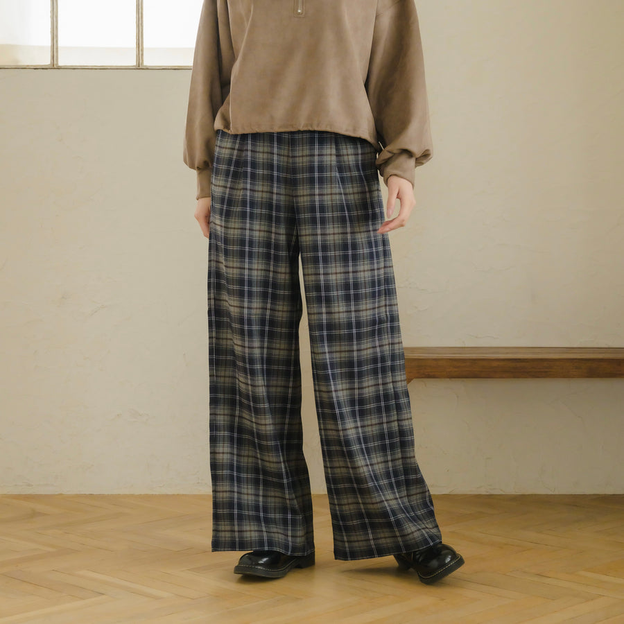 チェックストレートパンツ