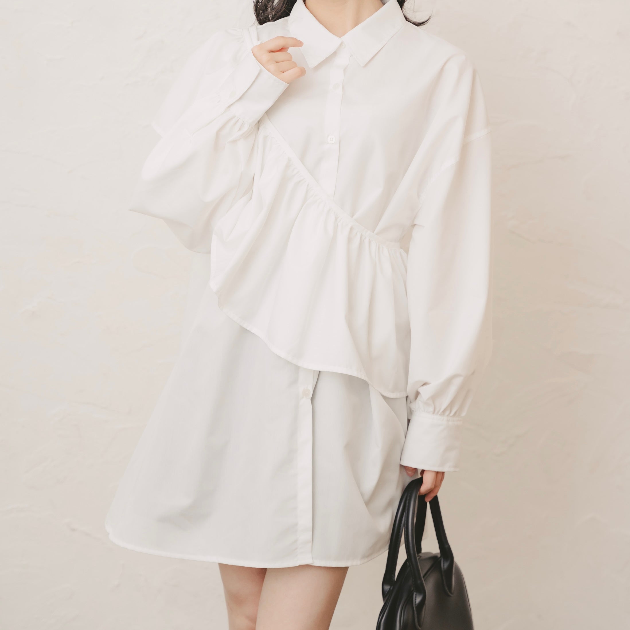 EZUMi｜アシンメトリーフリルシャツワンピース