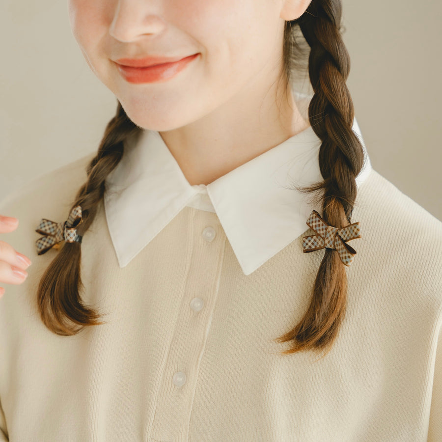 チェックリボンヘアピン2セット