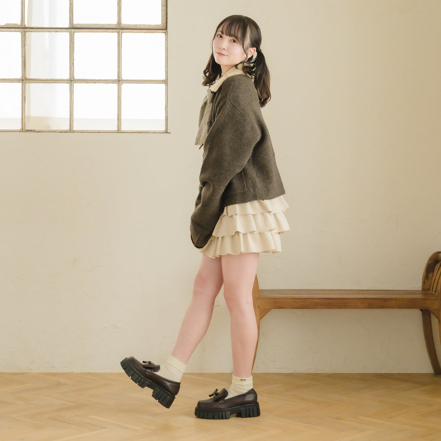 スエードティアードミニスカート