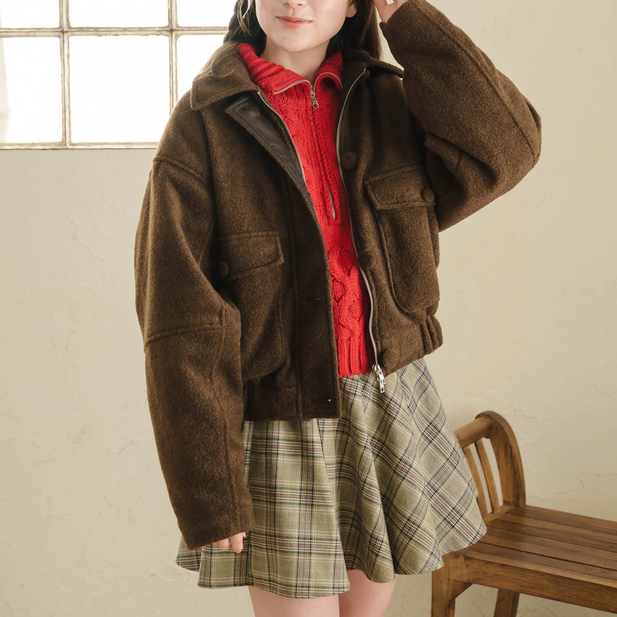 くるみボタンシャギージャケット