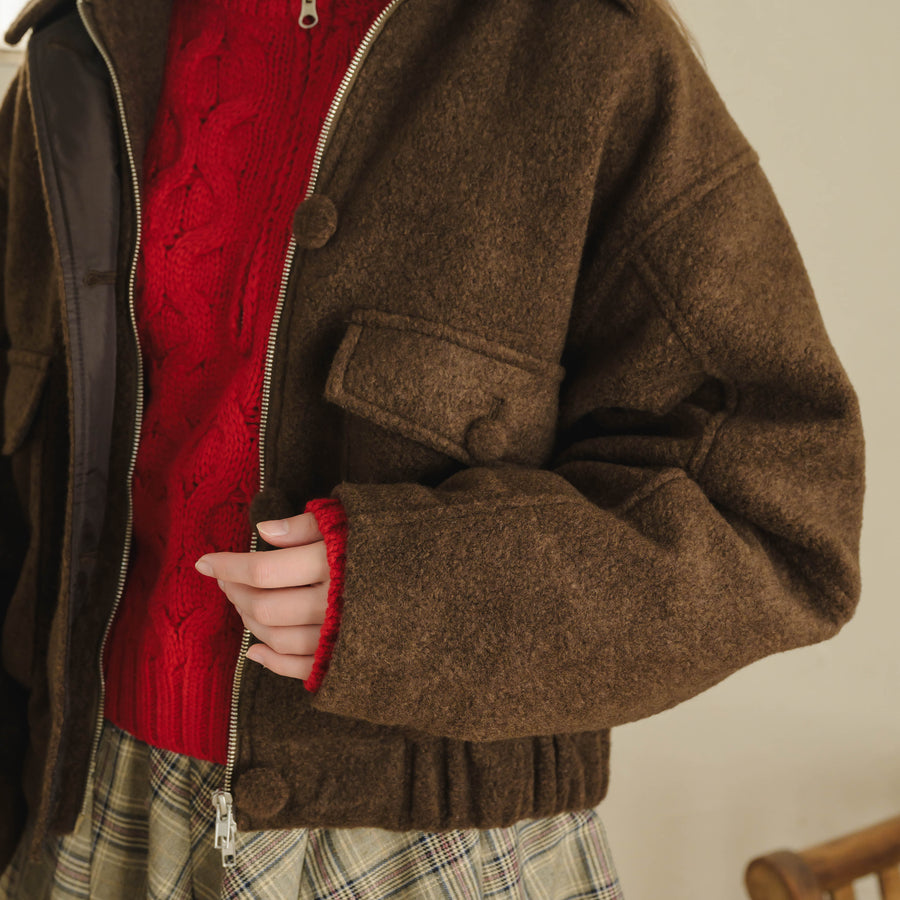 くるみボタンシャギージャケット