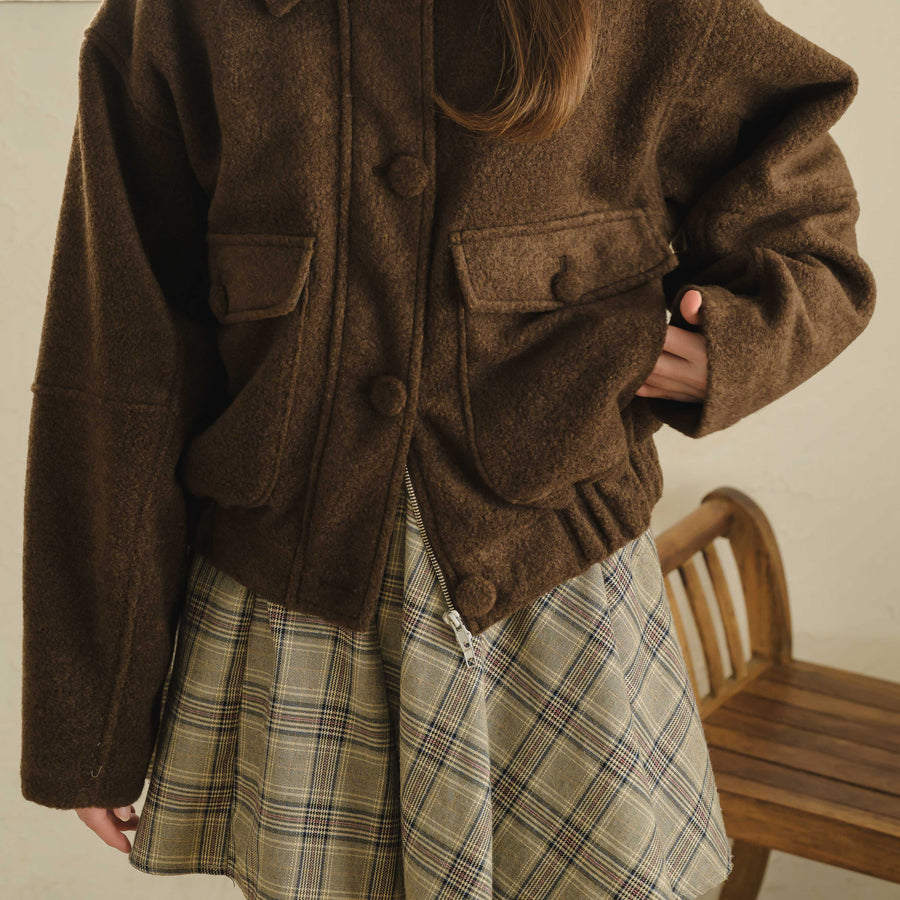 くるみボタンシャギージャケット