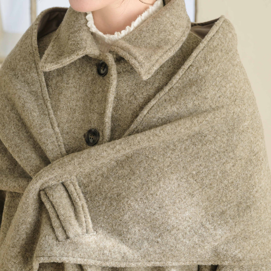 ショール付きステンカラーコート