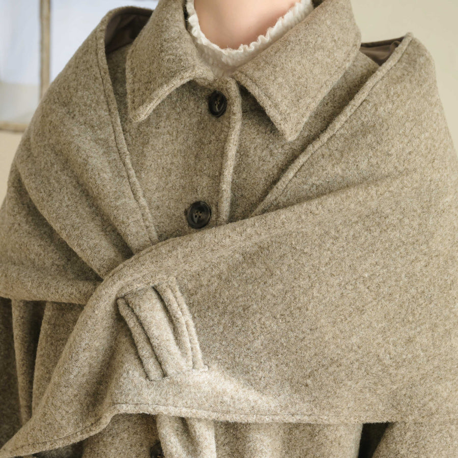 ショール付きステンカラーコート