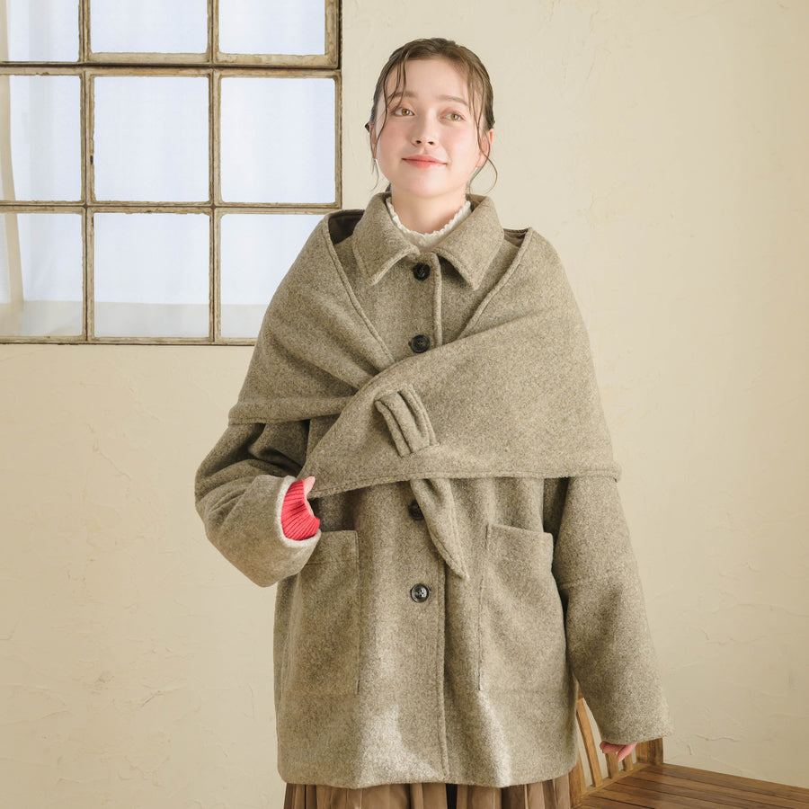 ショール付きステンカラーコート