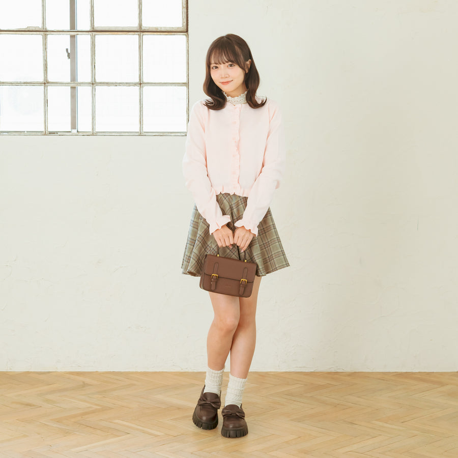 ノーカラーフリルカーディガン