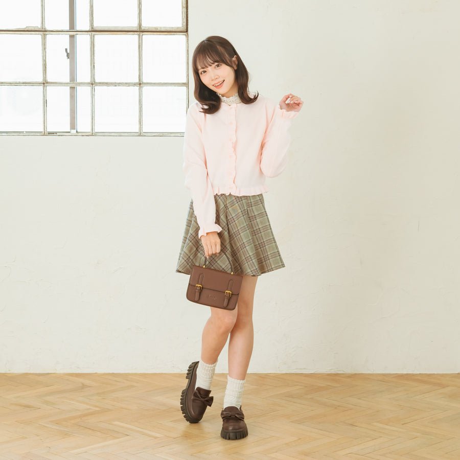 ノーカラーフリルカーディガン