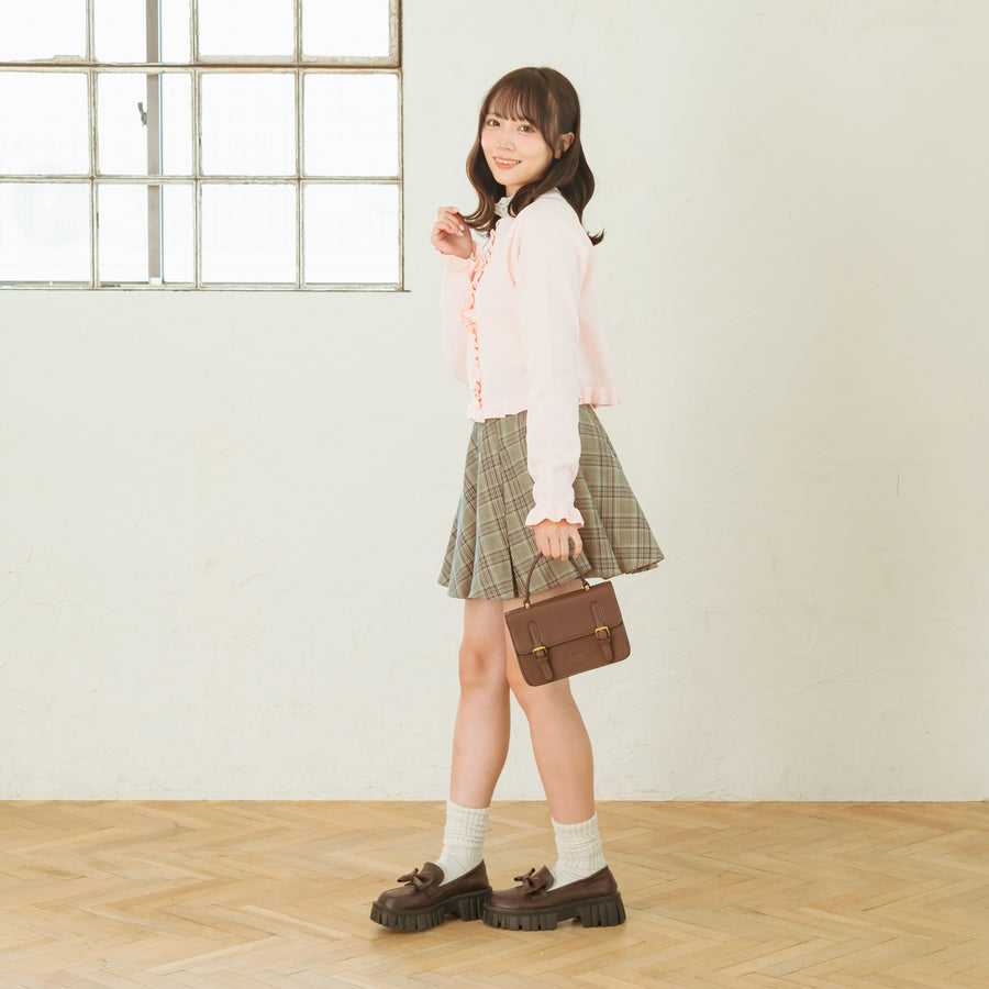 ノーカラーフリルカーディガン