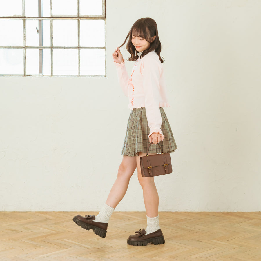 ノーカラーフリルカーディガン