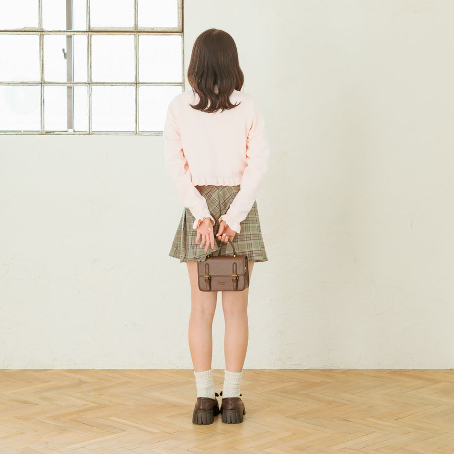 ノーカラーフリルカーディガン