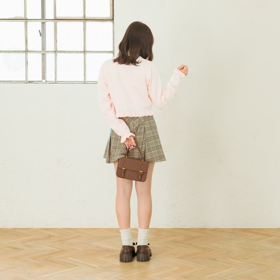 ノーカラーフリルカーディガン