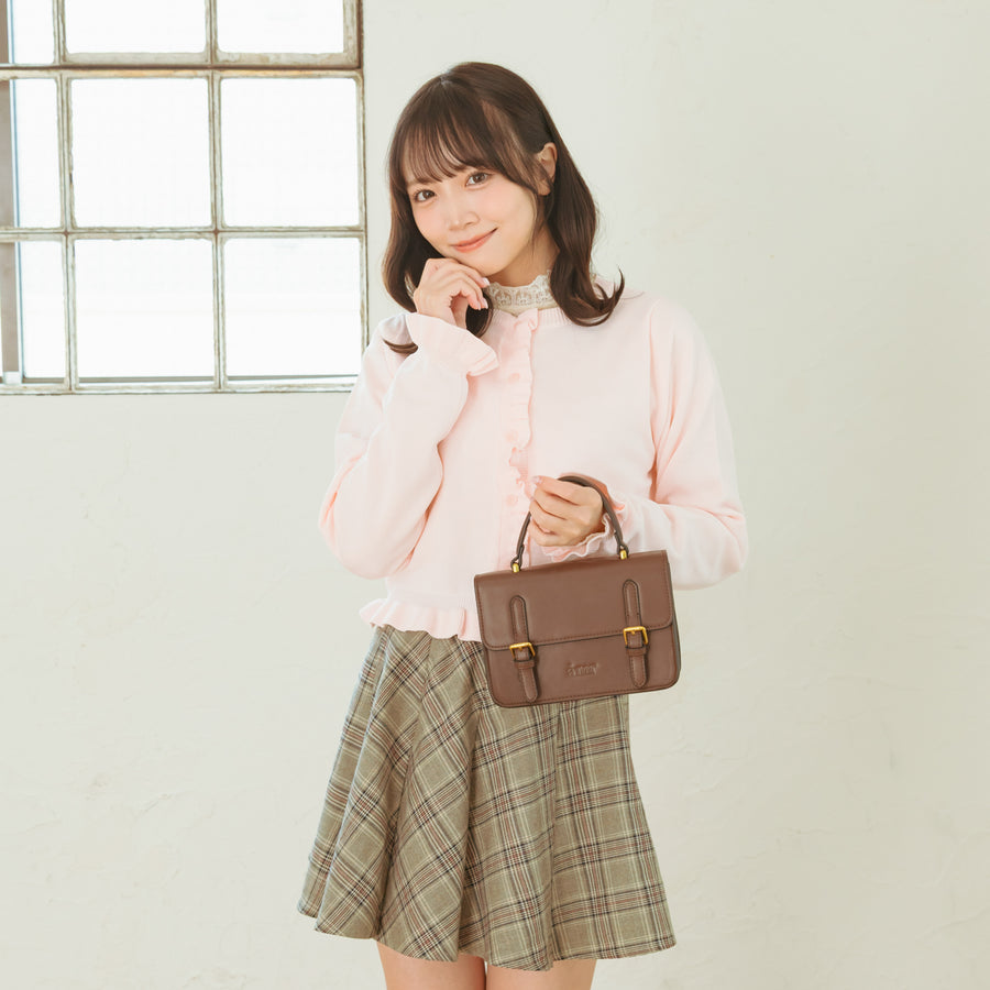 ノーカラーフリルカーディガン