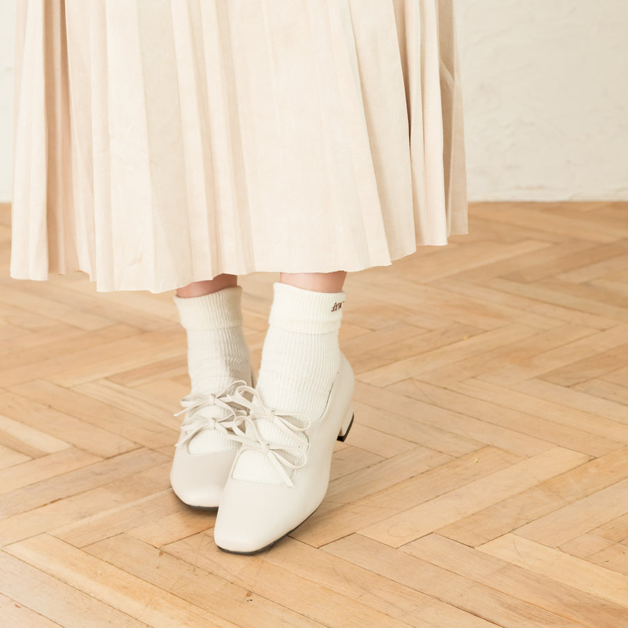 スクエアダブルリボンパンプス