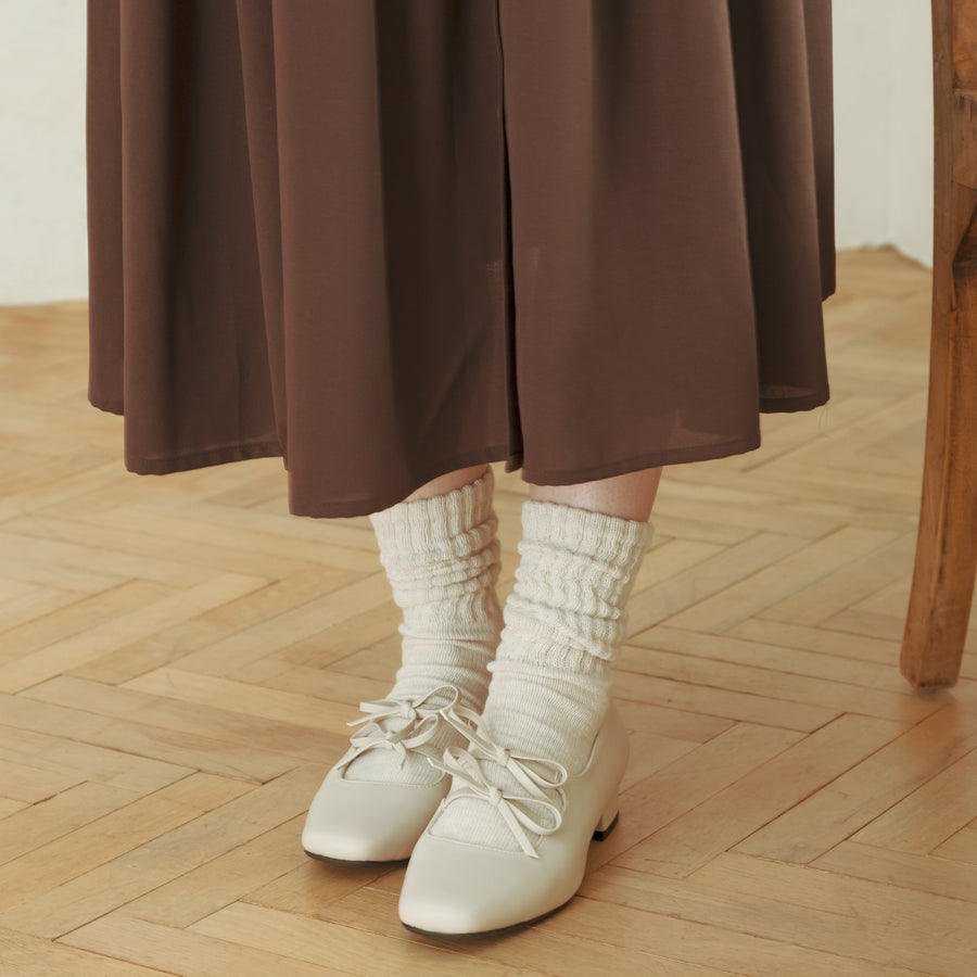 スクエアダブルリボンパンプス